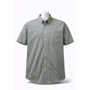 Cutter & Buck Mens 2XB Short Sleeve Button Down Shirt Blue Yellow Striped Cotton